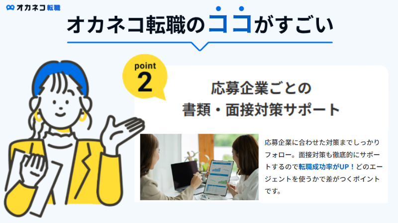 【２】応募企業ごとの「書類や面接対策」をサポート